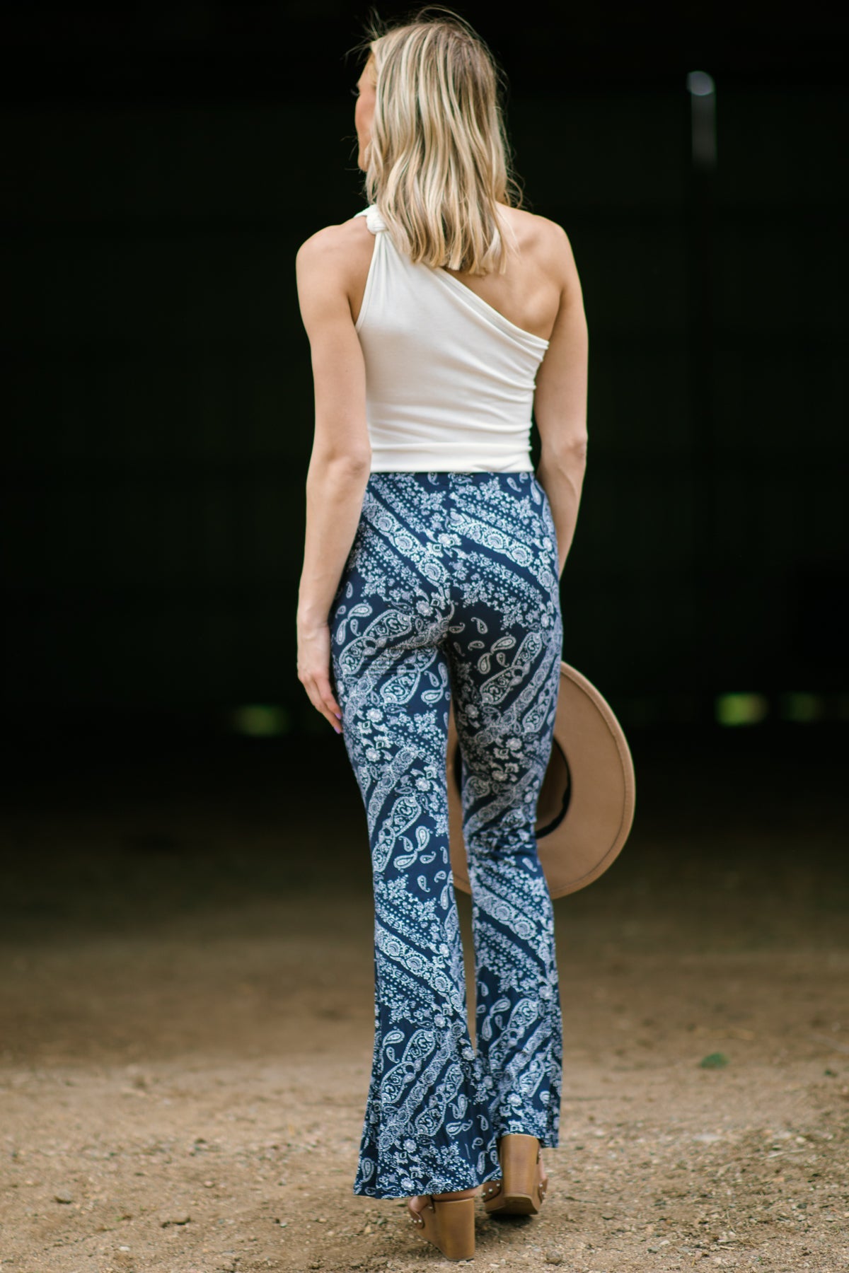 Navy Bandana Print Flare Pants - Filly Flair