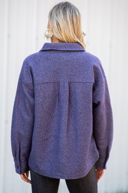 Dusty Blue and Purple Textured Shacket - Filly Flair