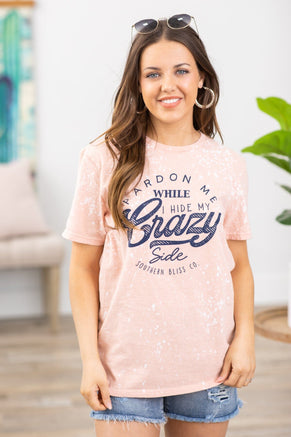 Peach Hide My Crazy Side Graphic Tee - Filly Flair