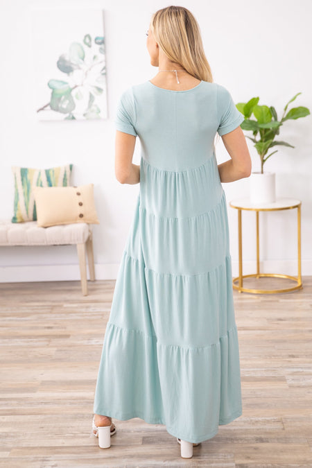 Mint Short Sleeve Maxi Dress - Filly Flair