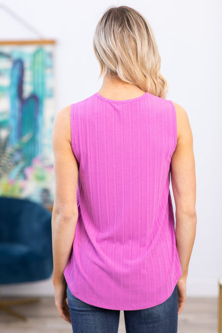 Orchid Ribbed V-Neck Tank - Filly Flair