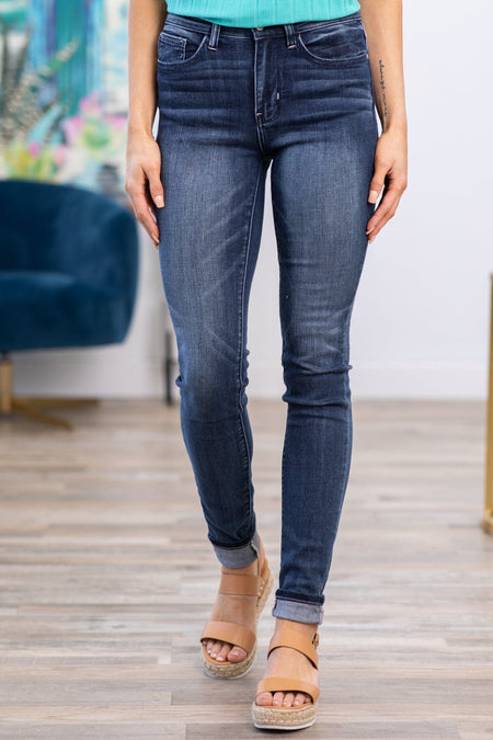 Judy Blue Dark Wash Jeans With Whiskering - Filly Flair