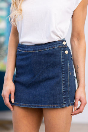 Judy Blue Dark Wash Denim Skort - Filly Flair