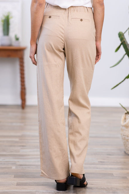 Tan Wide Leg Trouser Pants - Filly Flair