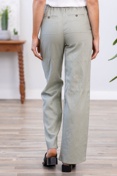 Dark Sage Wide Leg Trouser Pants - Filly Flair