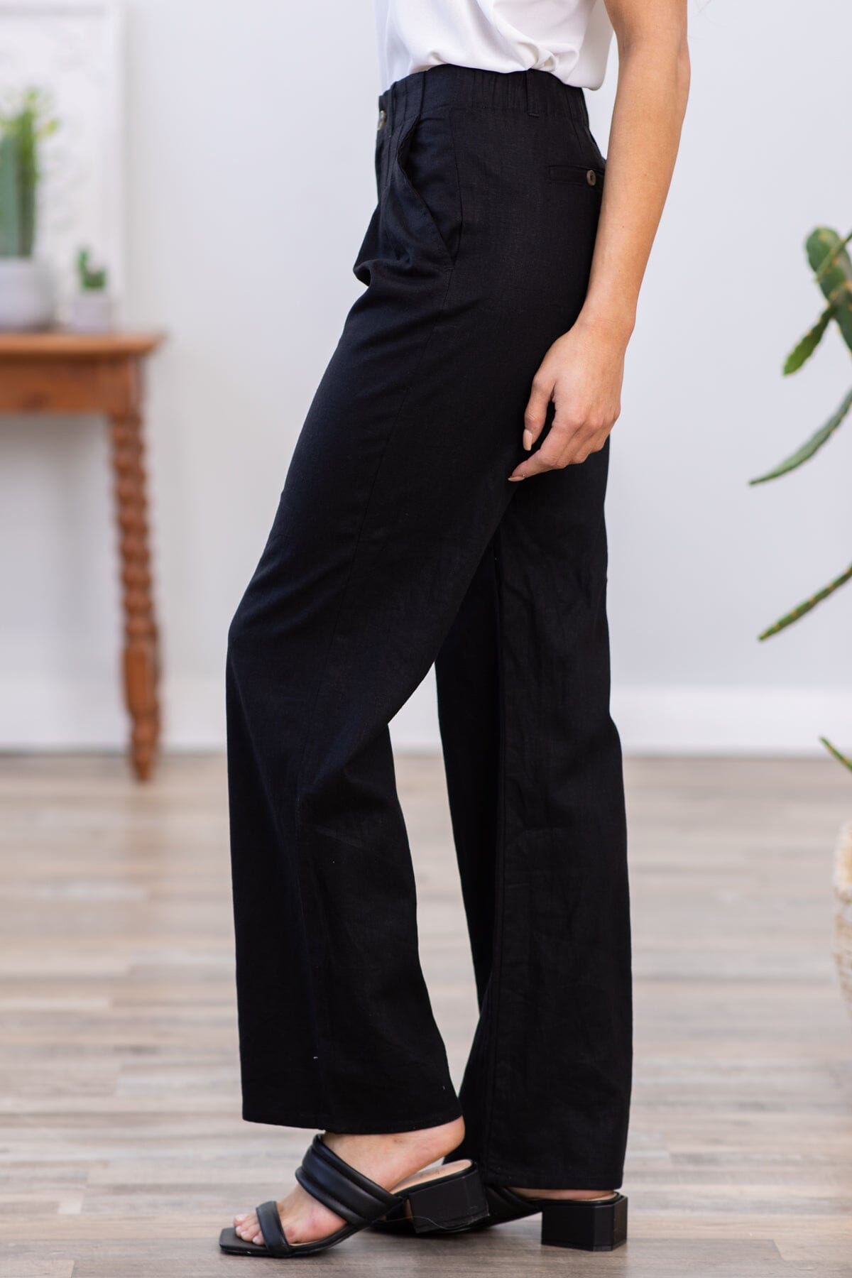 Black Wide Leg Trouser Pants - Filly Flair