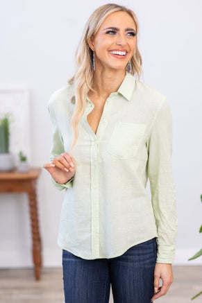 Green Button Up Top - Filly Flair