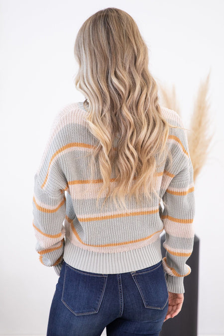 Pastel Blue and Oatmeal Stripe Sweater - Filly Flair