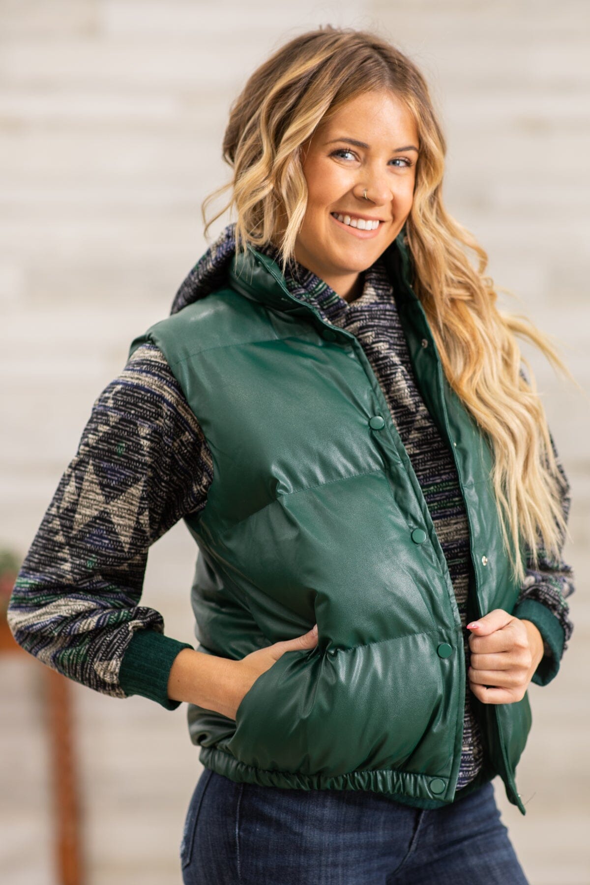 Hunter green cheap puffer vest