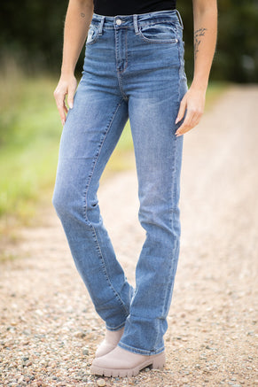 Judy Blue Medium Wash Straight Leg Jeans - Filly Flair