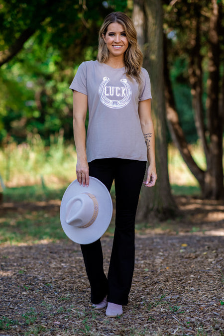 Tan Lucky Horseshoe Graphic Tee - Filly Flair