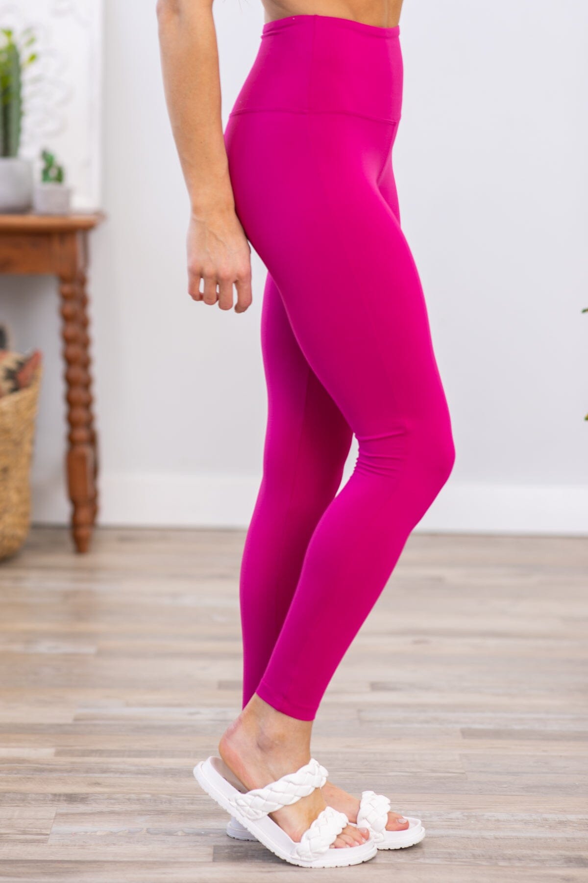Hot Pink Wide Waistband Leggings · Filly Flair