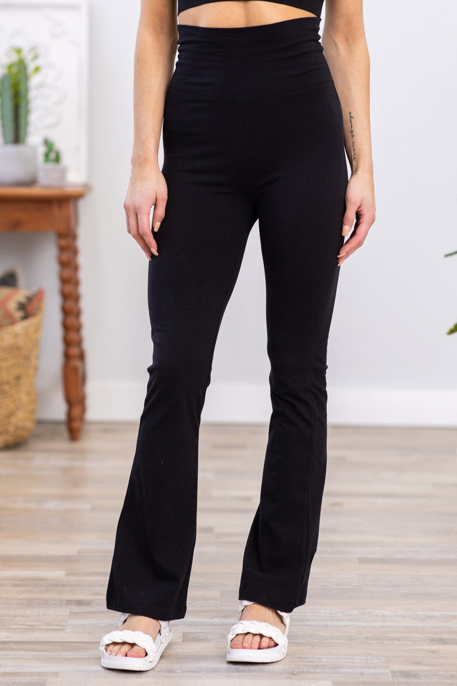  Zenana Premium Cotton FOLD Over Yoga Flare Pants,Ash  Mustard,Medium : Clothing, Shoes & Jewelry