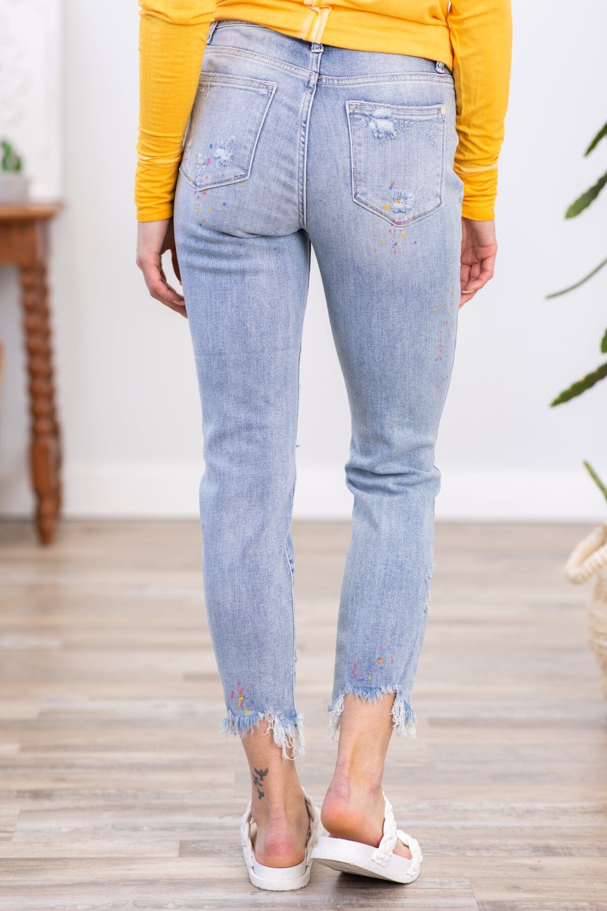 Judy Blue Paint Splatter Boyfriend Fit Jeans - Filly Flair