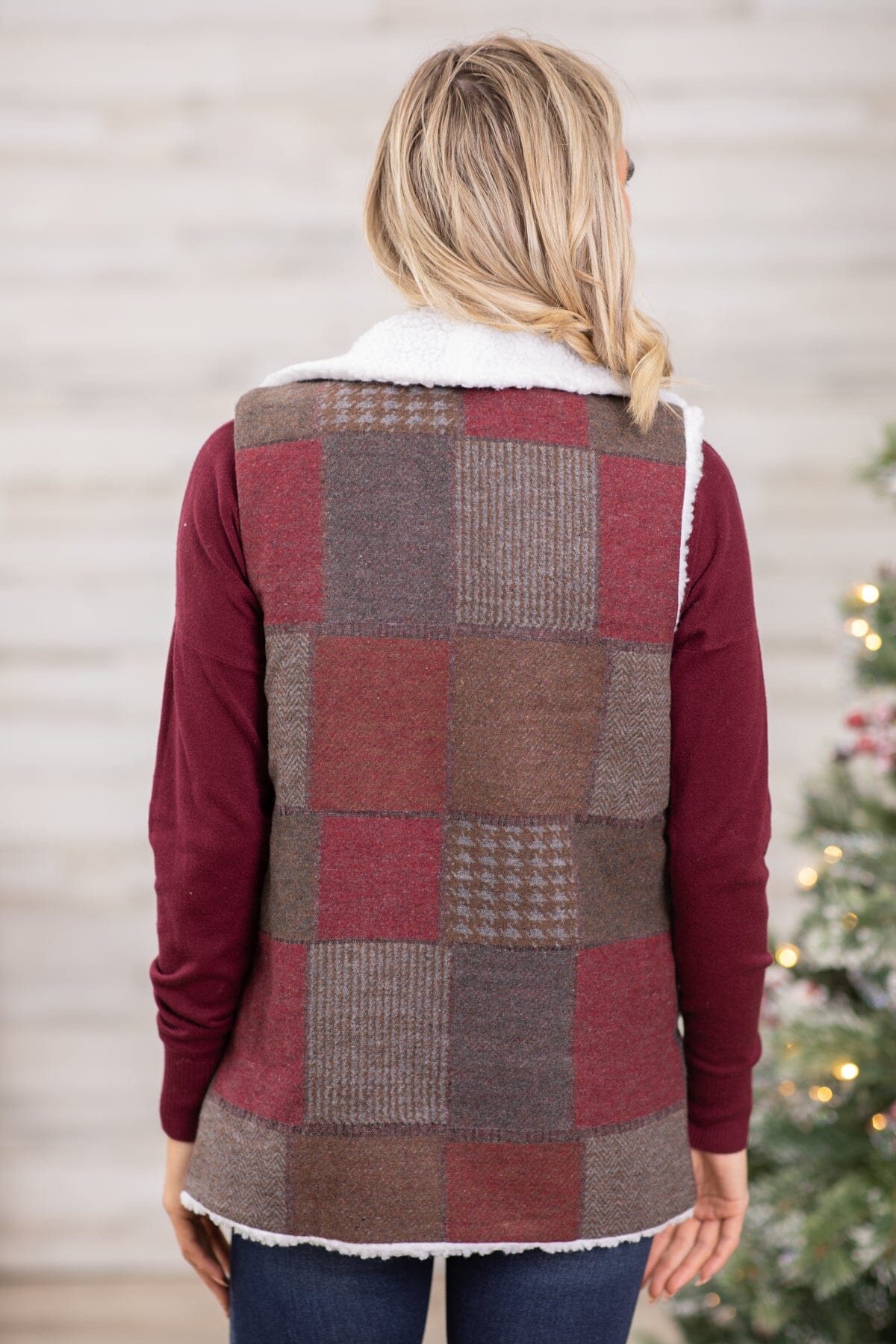 Brown sale Argyle Sherpa Vest