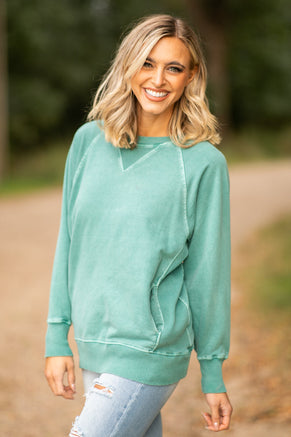 Turquoise Pigment Dyed Sweatshirt - Filly Flair