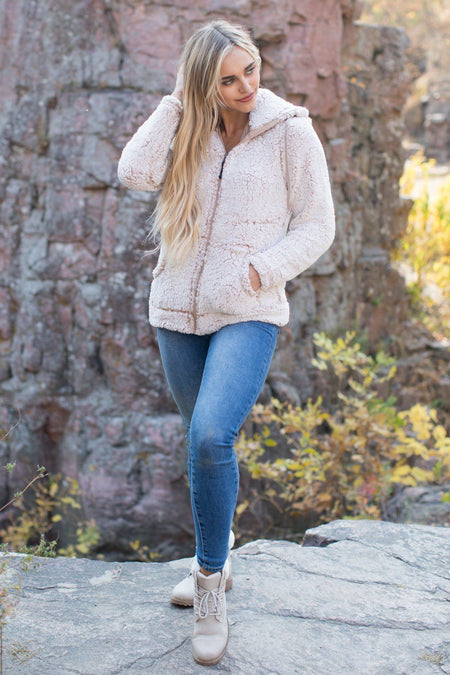 Path That Leads To You Frosty Hooded Jacket in Oatmeal - Filly Flair