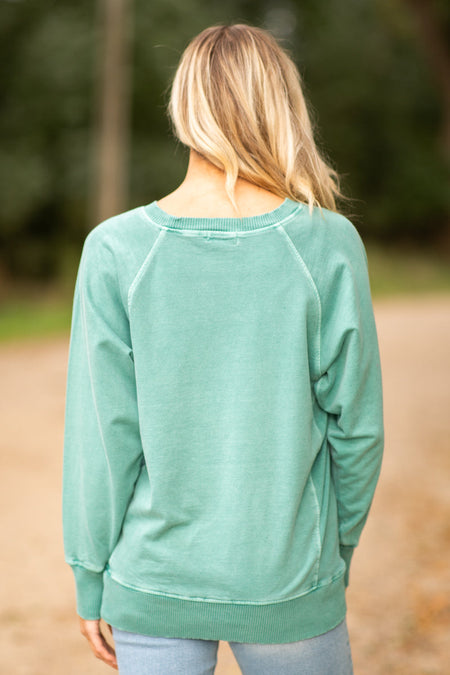 Turquoise Pigment Dyed Sweatshirt - Filly Flair