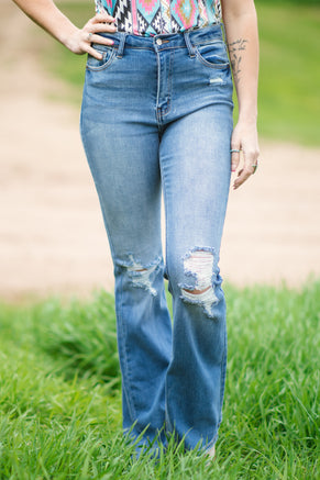 Cello High Rise Side Slit Flare Jeans - Filly Flair