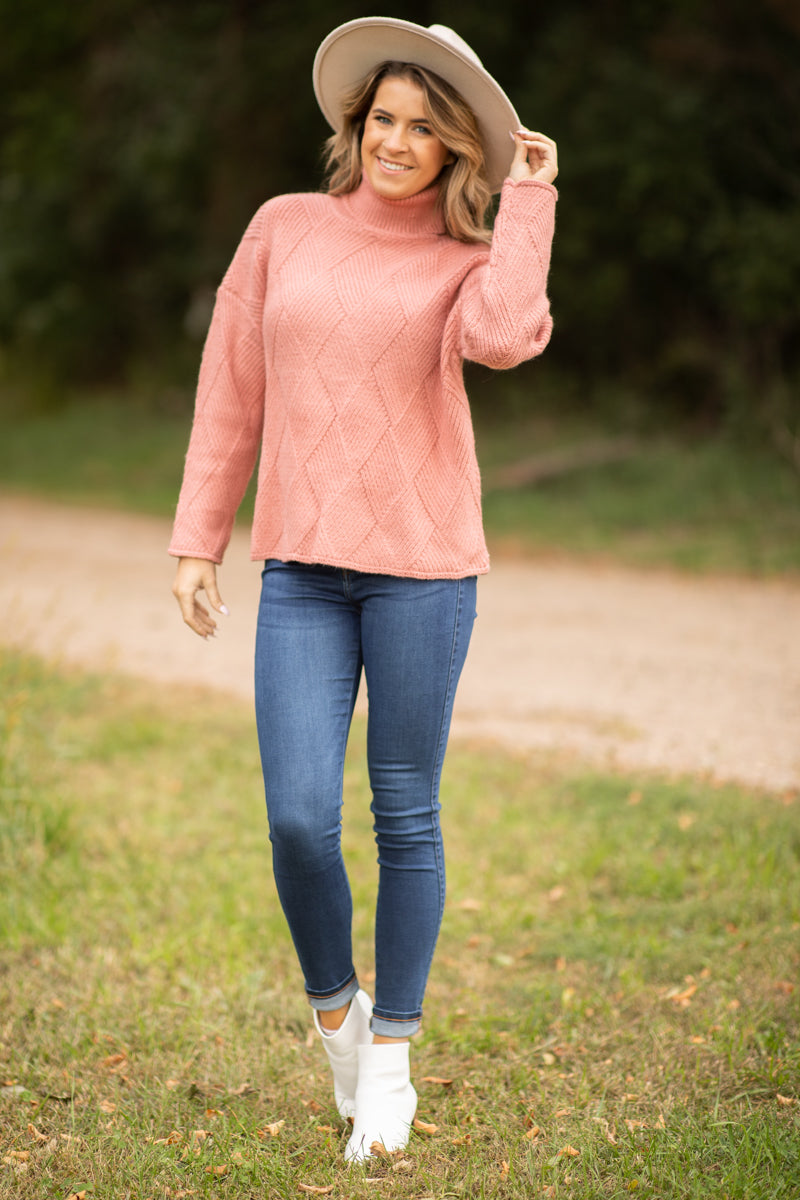 Coral on sale turtleneck sweater