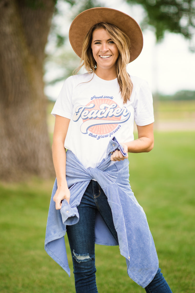 White Teachers Plant Seeds Graphic Tee - Filly Flair