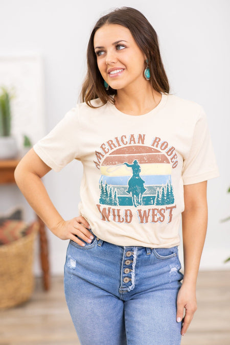 Beige American Rodeo Wild West Graphic Tee - Filly Flair