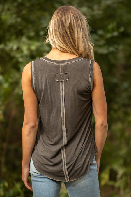 Graphite Washed Reverse Seam Tank - Filly Flair