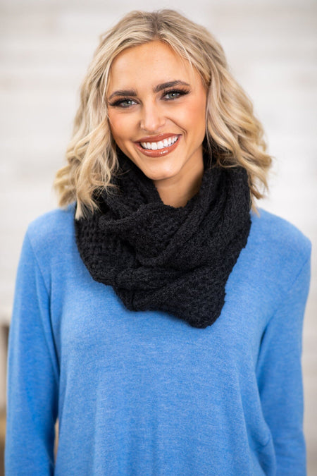 Cornflower Top and Black Infinity Scarf Bundle - Filly Flair