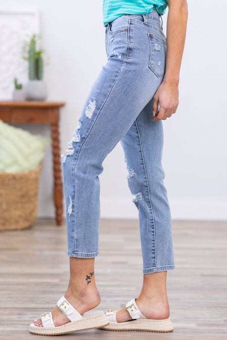 Judy Blue Boyfriend Jeans With Distressing - Filly Flair