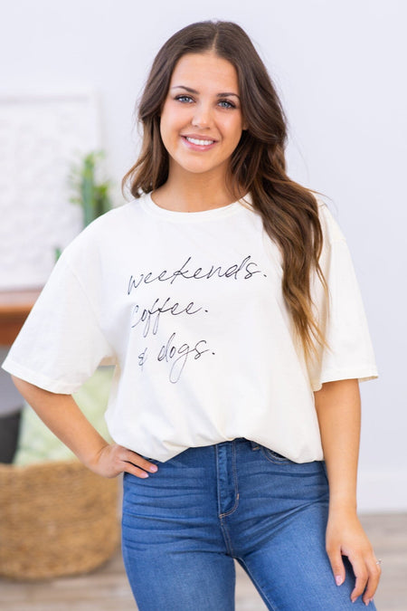 Ivory Weekends, Coffee & Dogs Graphic Tee - Filly Flair