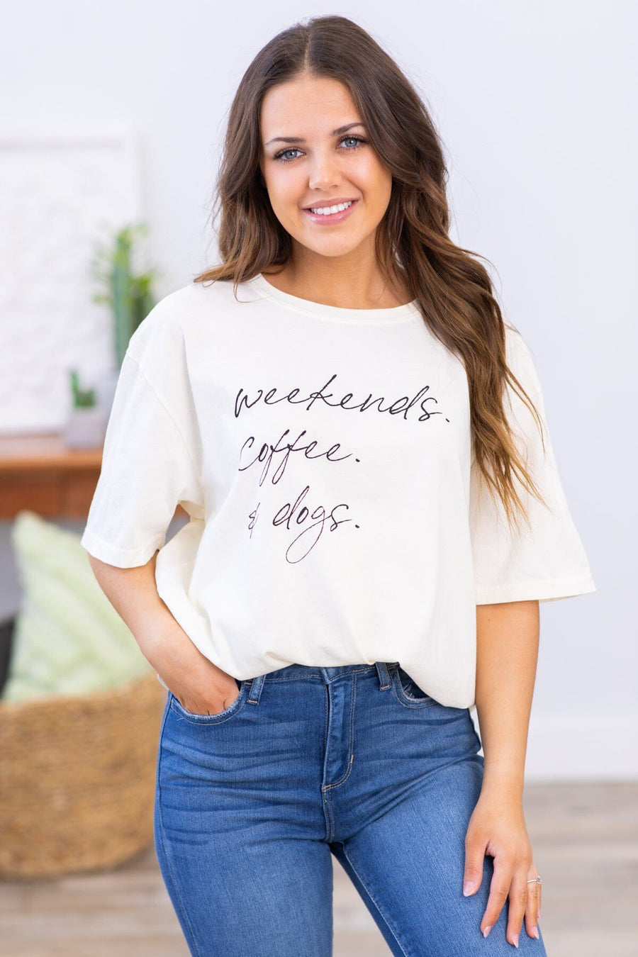 Ivory Weekends, Coffee & Dogs Graphic Tee - Filly Flair