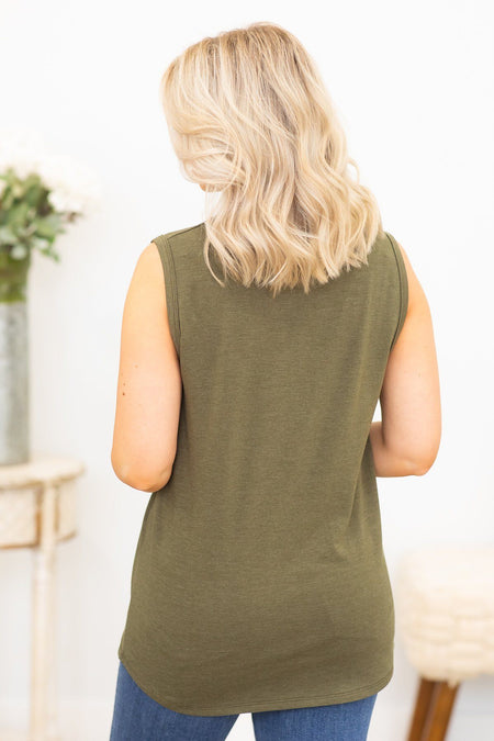 Nothing To Lose Tank Top in Olive - Filly Flair