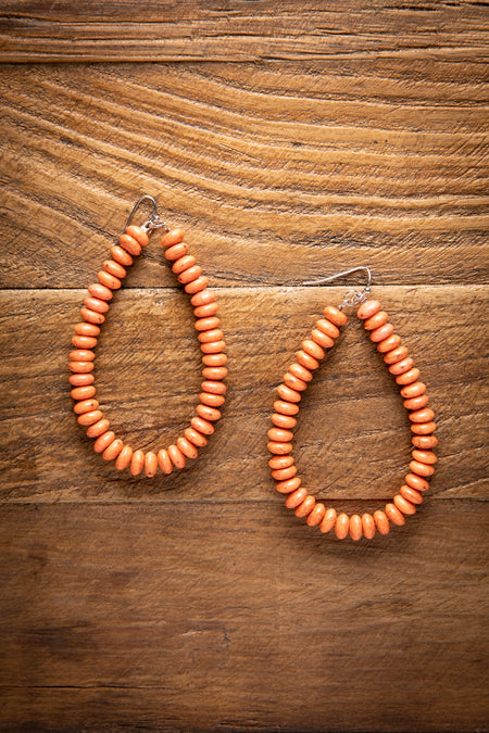 Orange Beaded Teardrop Earrings - Filly Flair