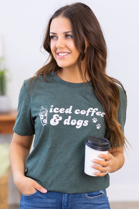 Emerald Green Iced Coffee & Dogs Graphic Tee - Filly Flair