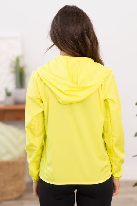 Neon Yellow Hooded Windbreaker Jacket - Filly Flair