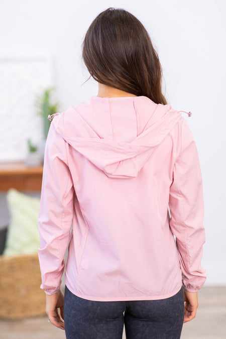 Dusty Rose Hooded Windbreaker Jacket - Filly Flair