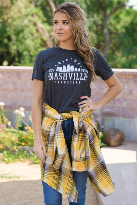 Graphite Nashville Skyline Graphic Tee - Filly Flair