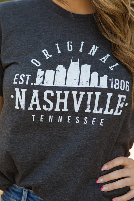 Graphite Nashville Skyline Graphic Tee - Filly Flair