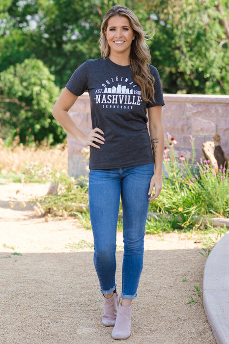 Graphite Nashville Skyline Graphic Tee - Filly Flair