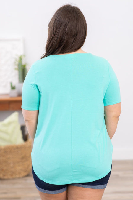 Mint Short Sleeve Henley Top - Filly Flair