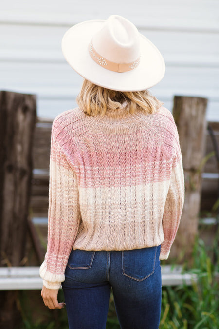 Tan and Blush Ombre Sweater - Filly Flair