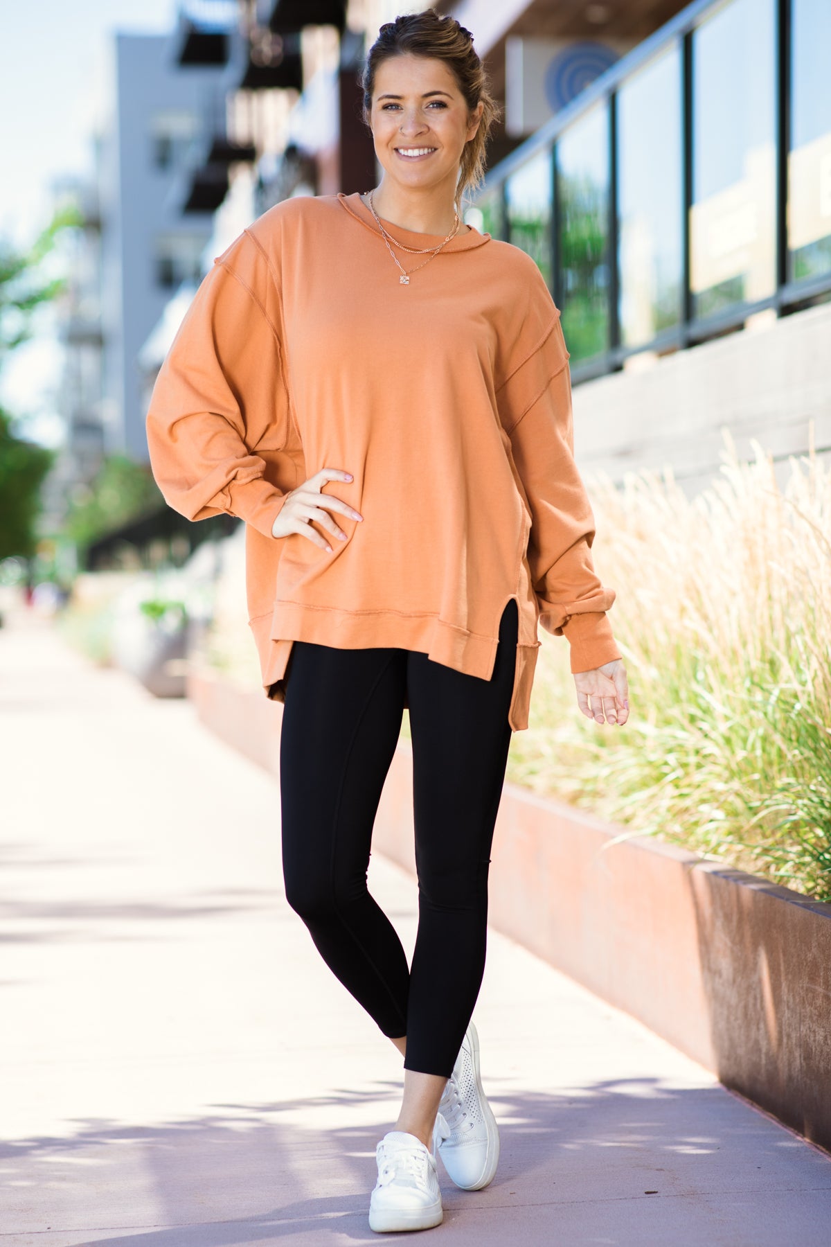 Orange Reverse Seam Sweatshirt - Filly Flair