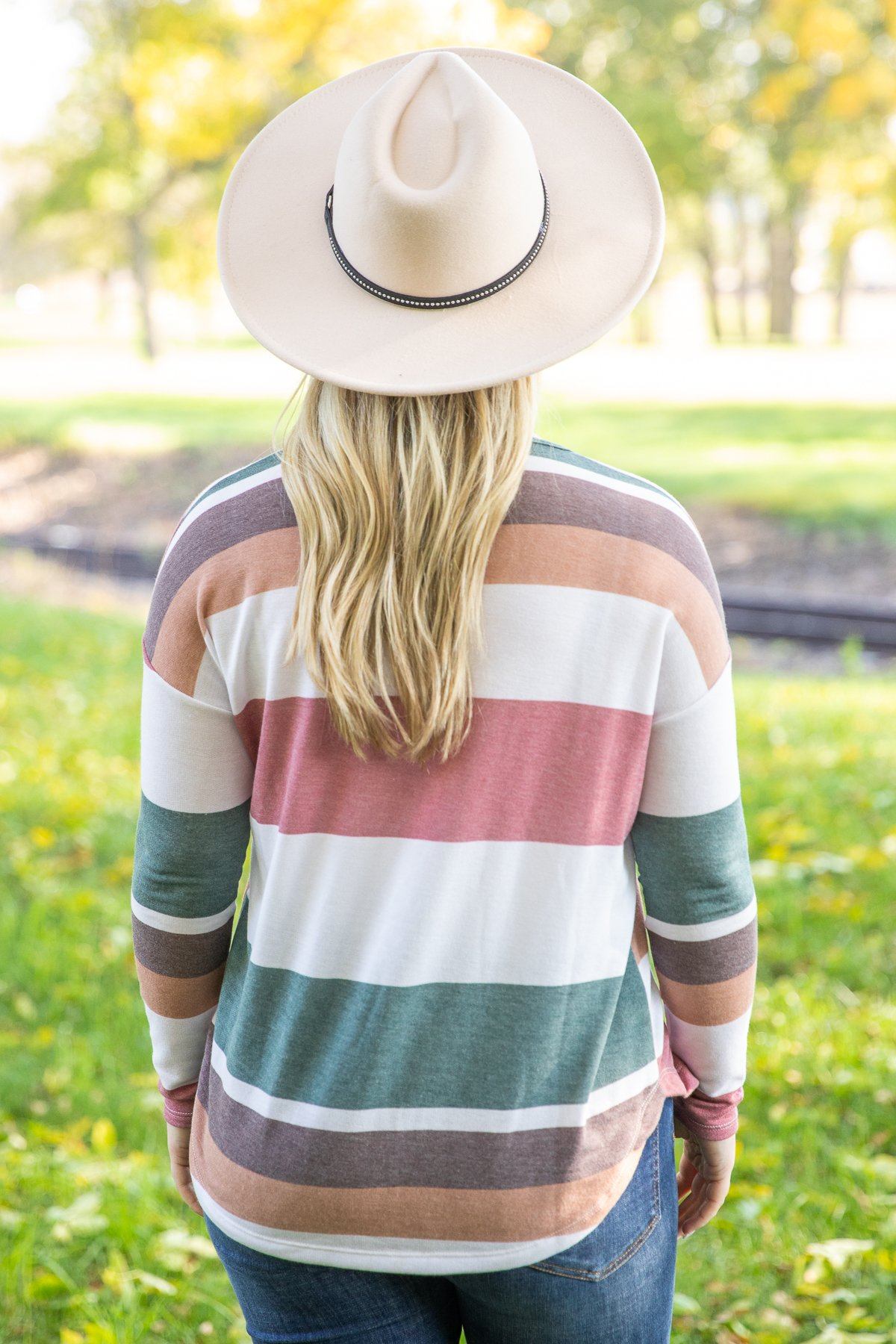 Multicolor Striped V-Neck Top - Filly Flair