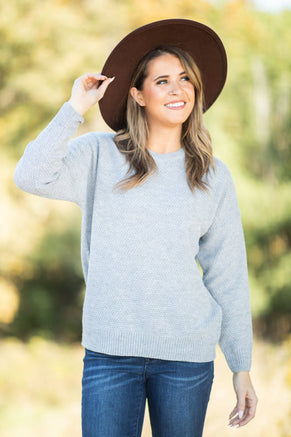 Grey Drop Shoulder Sweater - Filly Flair