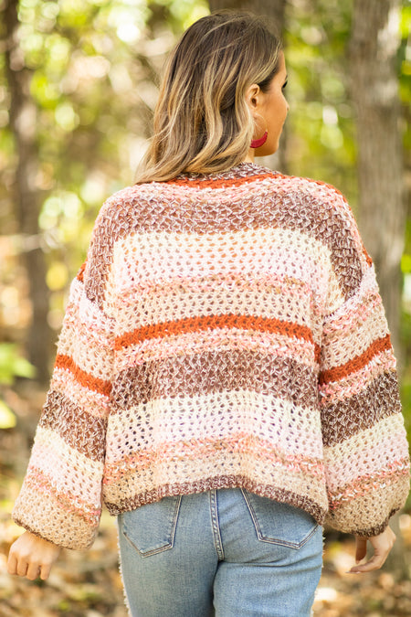 Brown Multicolor Heathered Stripe Sweater - Filly Flair