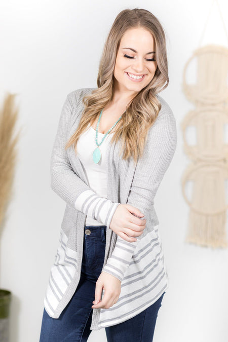 FALL 2021 Smile Often Cardigan in Grey - Filly Flair