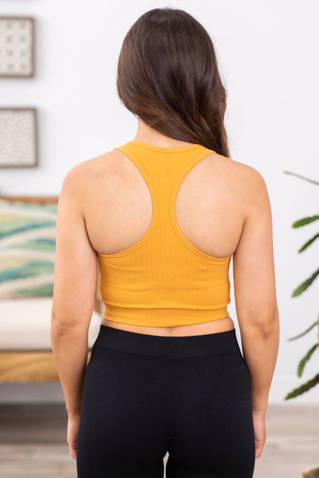 Mustard Rib Knit Bralette - Filly Flair