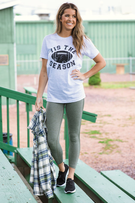 Light Grey Tis The Football Season Graphic Tee - Filly Flair