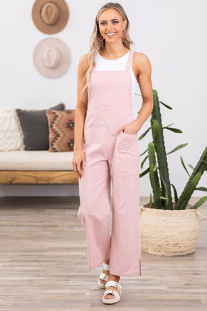 Blush Textured Overalls With Pockets - Filly Flair