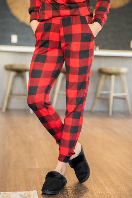 Red and Black Buffalo Plaid Lounge Set - Filly Flair